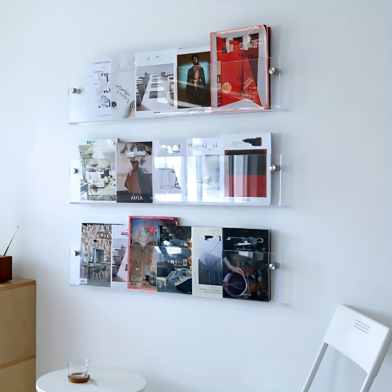 Acrylic Wall-Mounted Magazine Rack