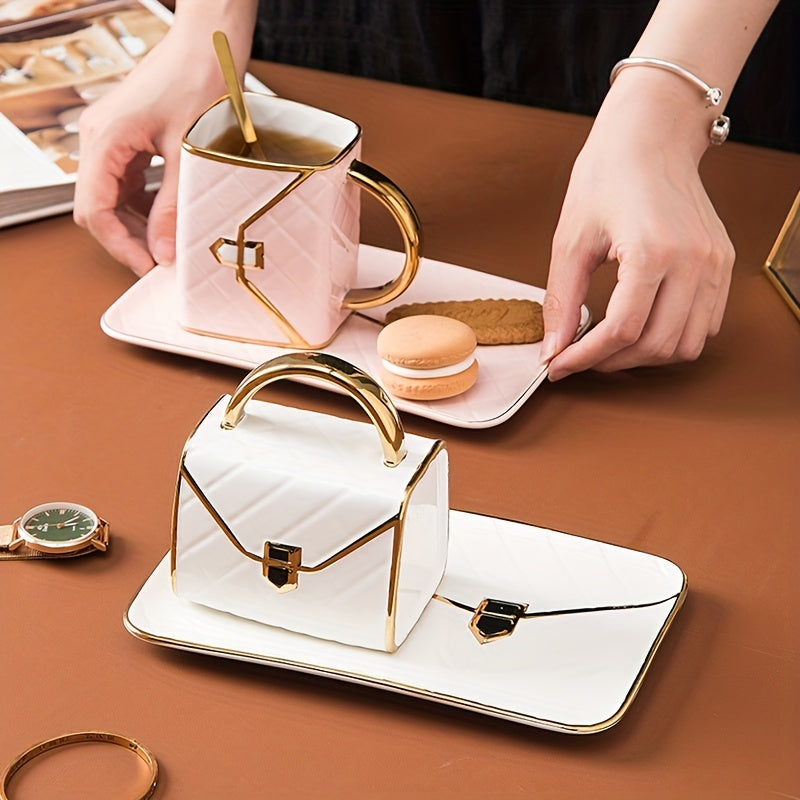 Luxury Ceramic Bag-Shaped Mug Set