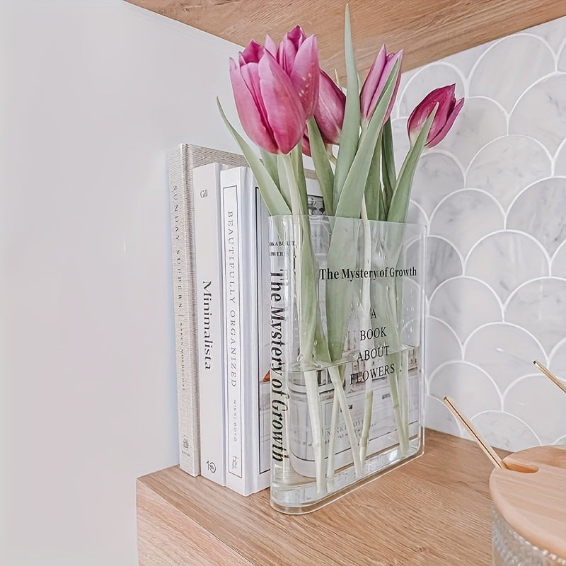 Clear Acrylic Book-Shaped Flower Vase