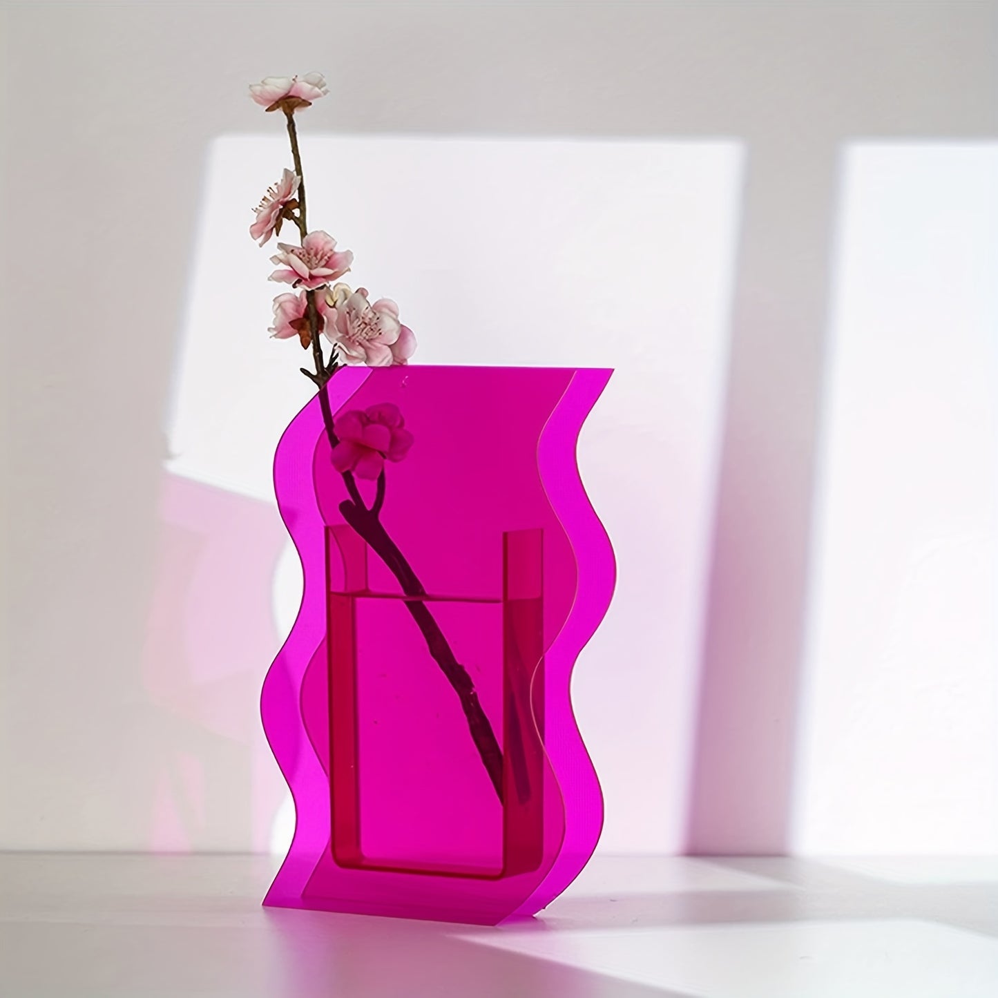 Pink Wavy Acrylic Vase for Esthetician Rooms