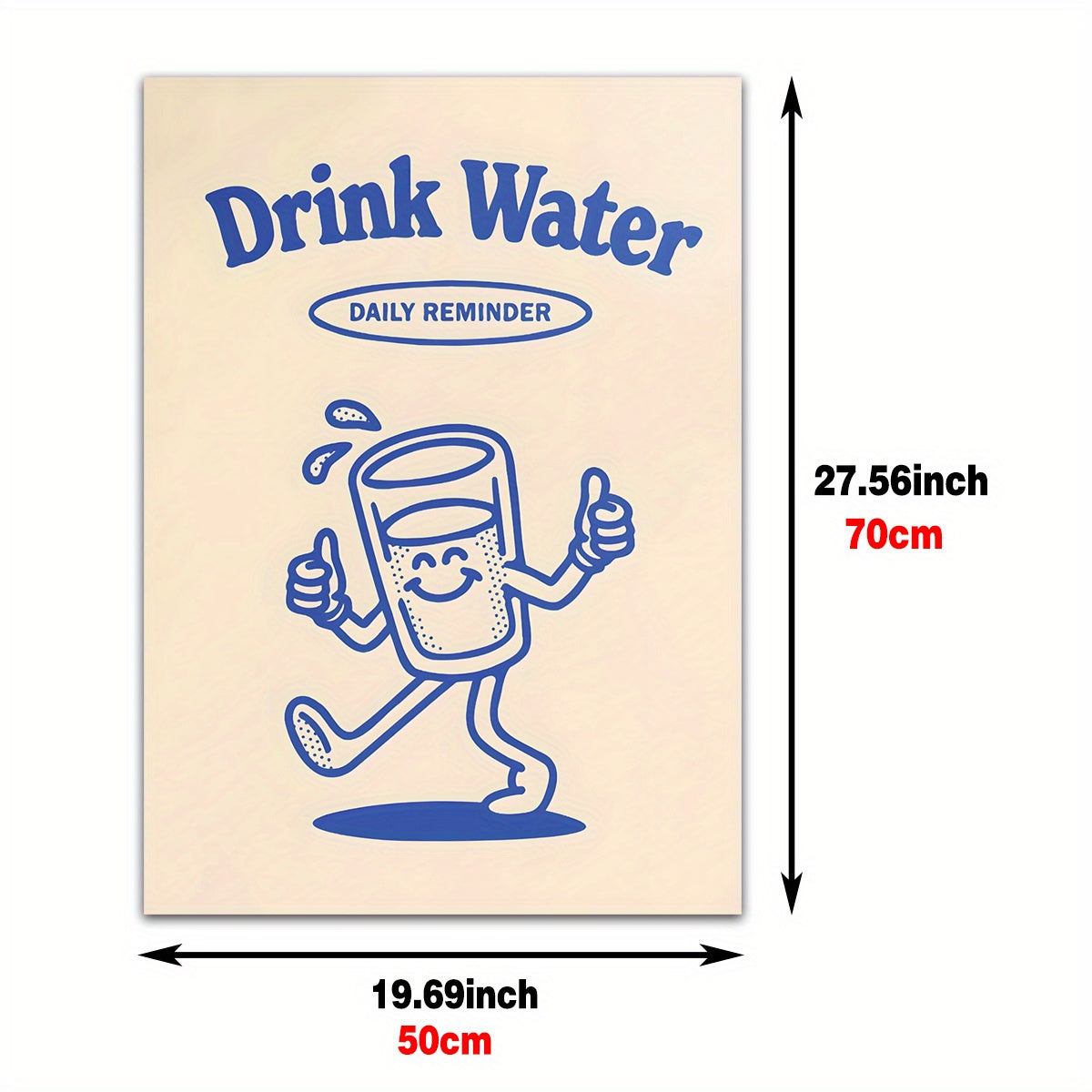 Retro Cartoon 'Drink Water' Canvas Art Print for Esthetician Rooms