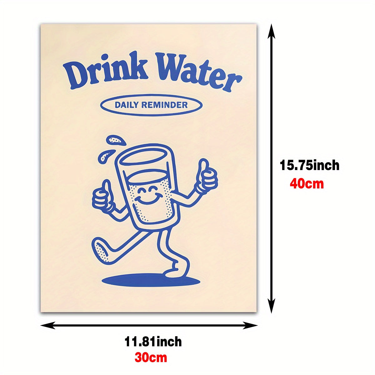 Retro Cartoon 'Drink Water' Canvas Art Print for Esthetician Rooms