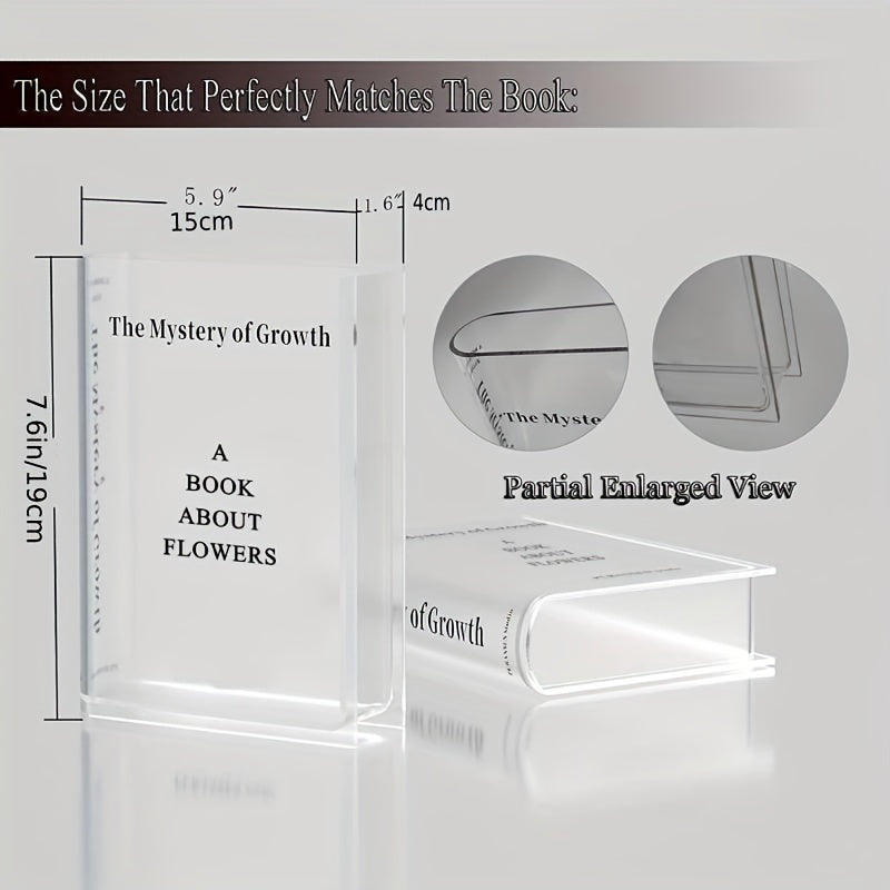 Clear Acrylic Book-Shaped Flower Vase