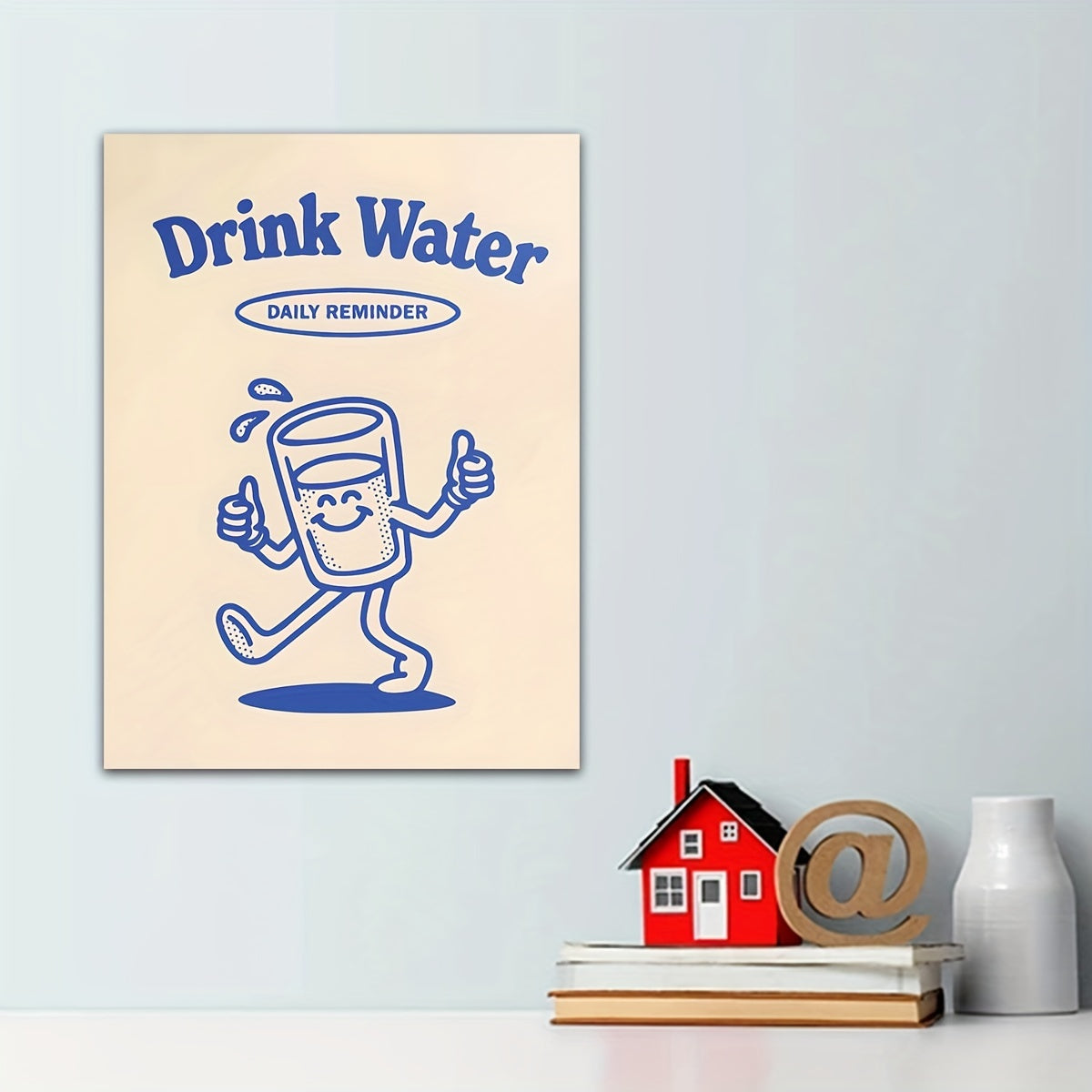 Retro Cartoon 'Drink Water' Canvas Art Print for Esthetician Rooms