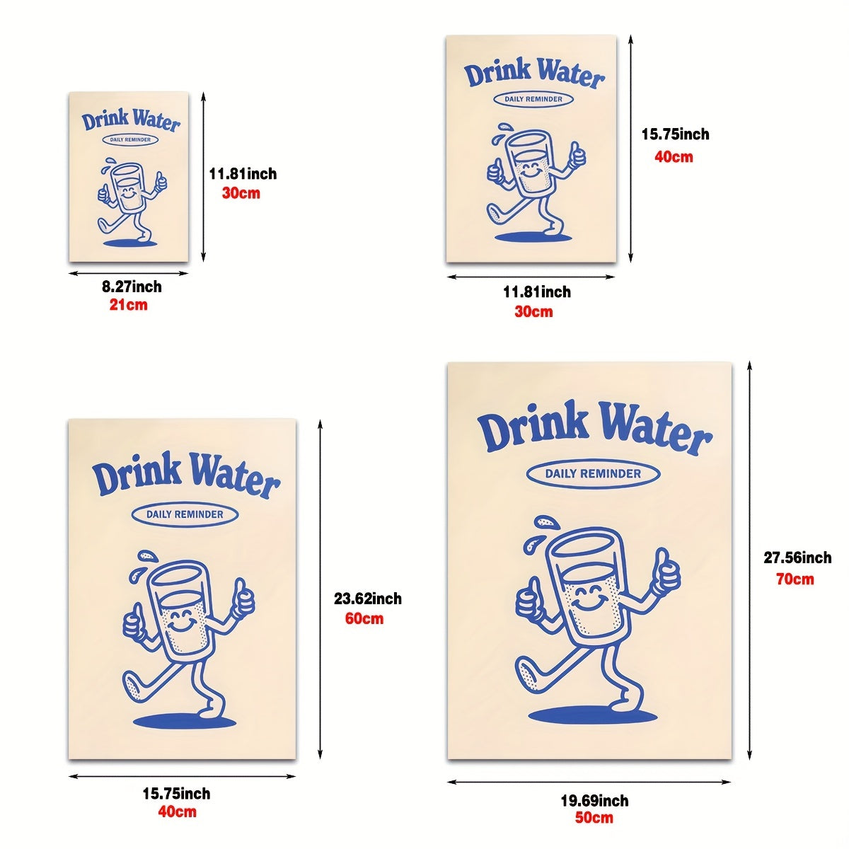 Retro Cartoon 'Drink Water' Canvas Art Print for Esthetician Rooms