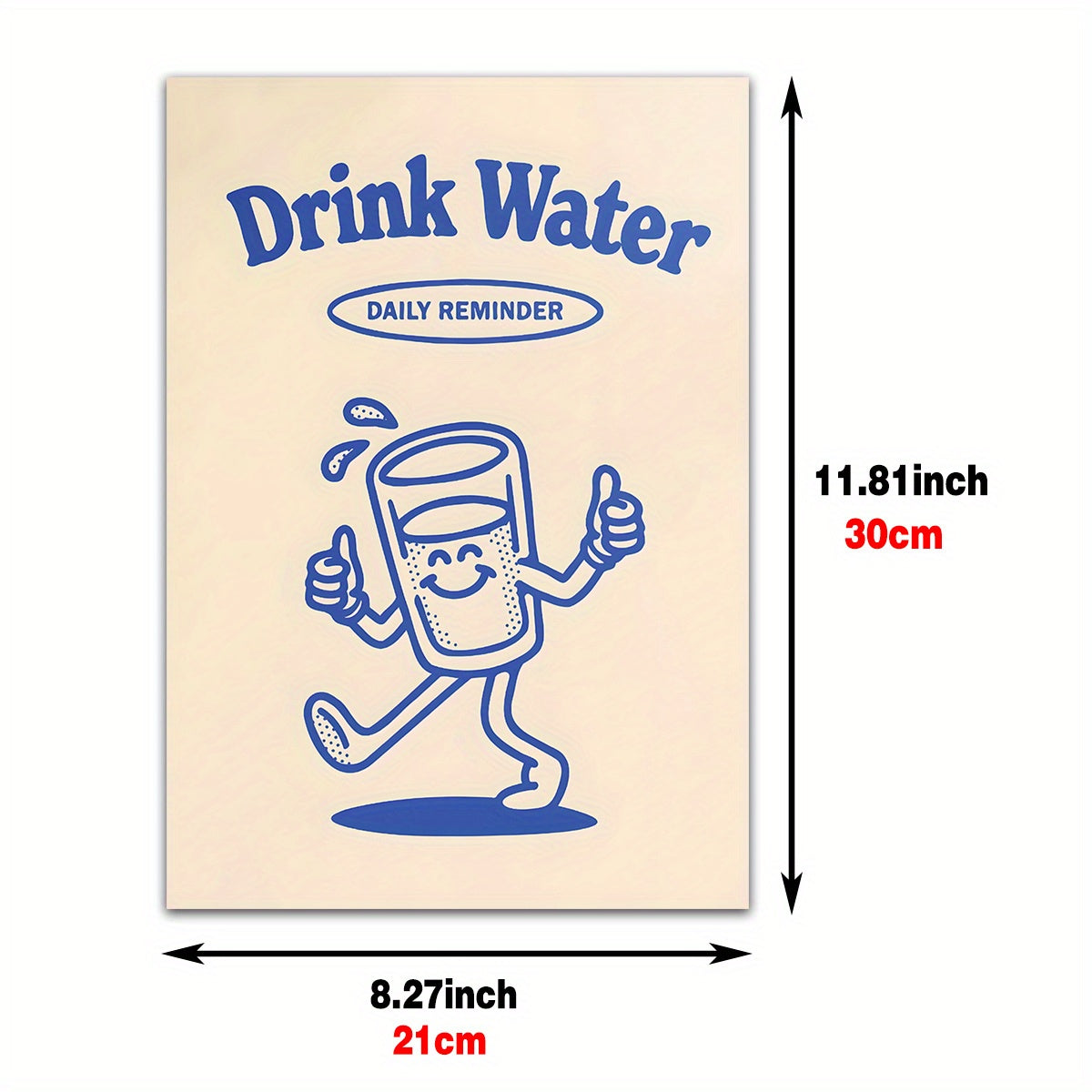 Retro Cartoon 'Drink Water' Canvas Art Print for Esthetician Rooms