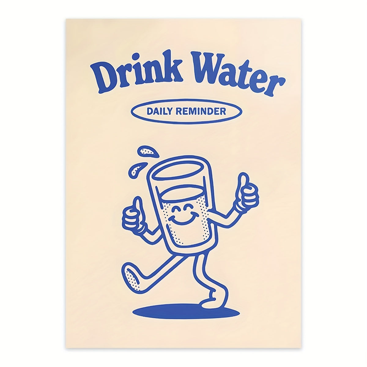 Retro Cartoon 'Drink Water' Canvas Art Print for Esthetician Rooms